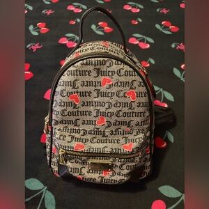 Juicy Couture Black and Red Heart Backpack